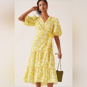 Anthropologie Hutch V-Neck Tiered Wrap Midi Dress Size S